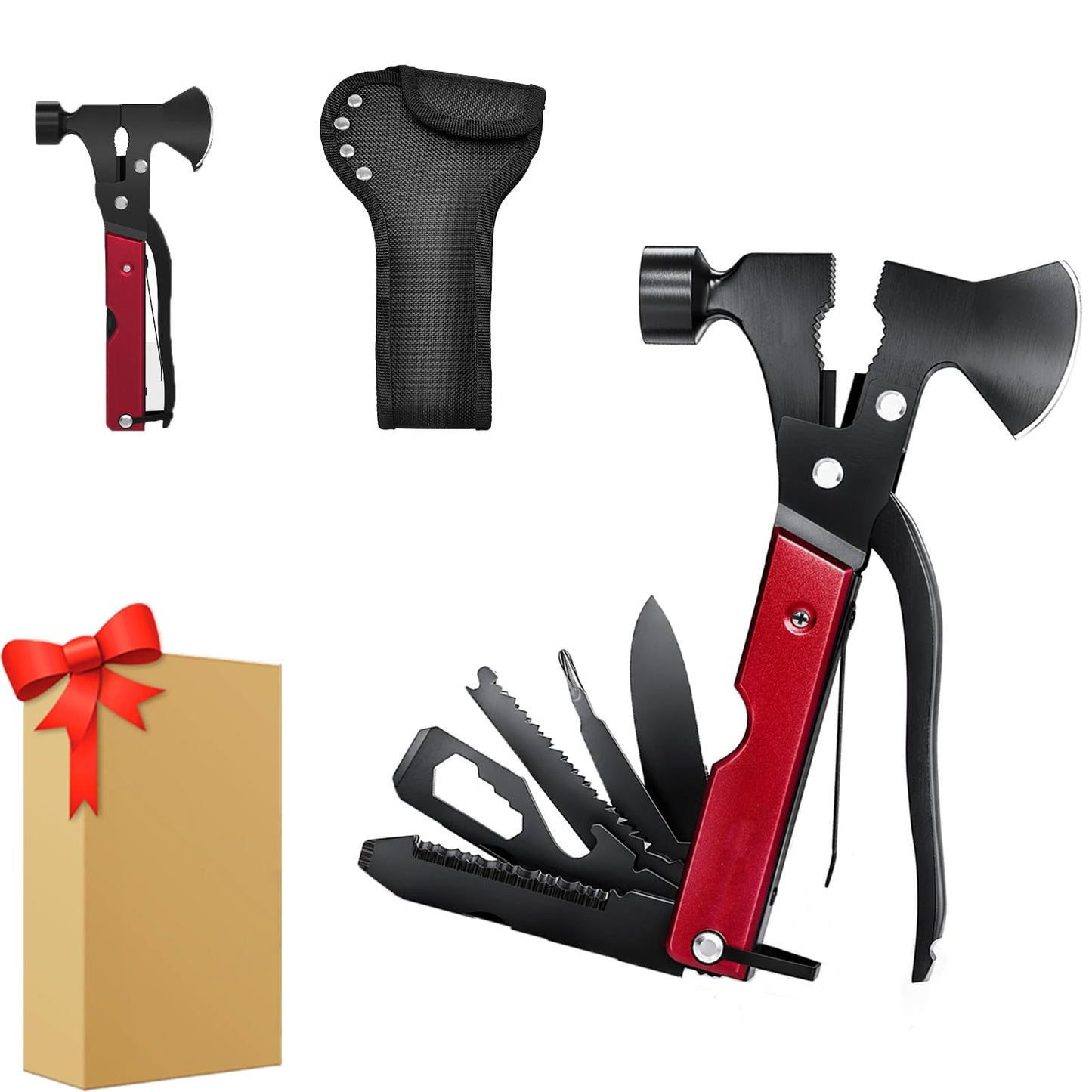 15 in 1Camping Multitool Axe Hatchet,Camping Gear Accessories Multitool,Cool Gadgets Must Haves for Men,Camping Tool with Axe,Hammer,Plier,Knife,Bottle Opener,Valentine's Gifts for Men, Women