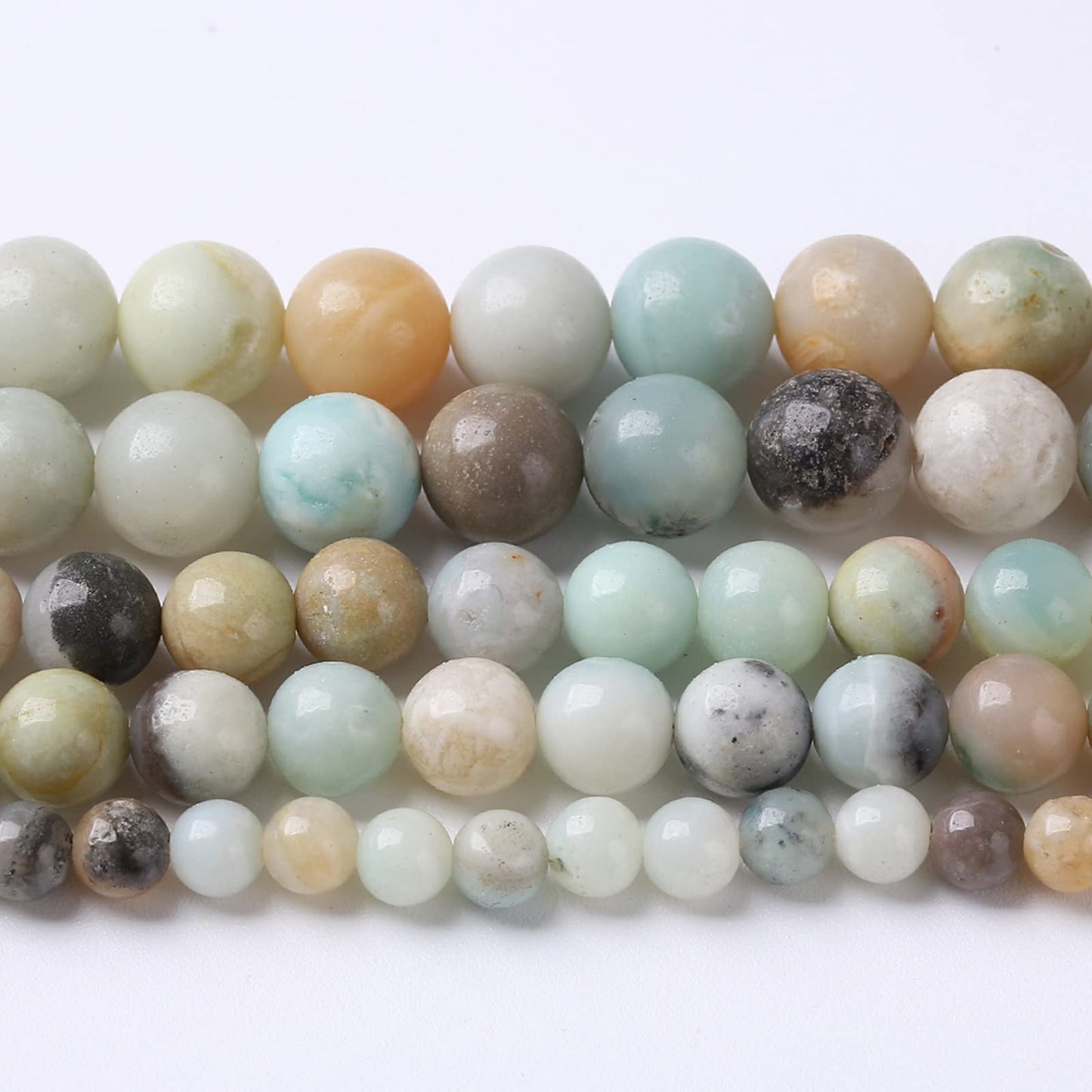 8mm 45pcs Natural Stone Beads Colorful Amazonite Gemstone Round Loose Beads for Jewelry Making DIY Bracelet Necklace Earrings15 Inch