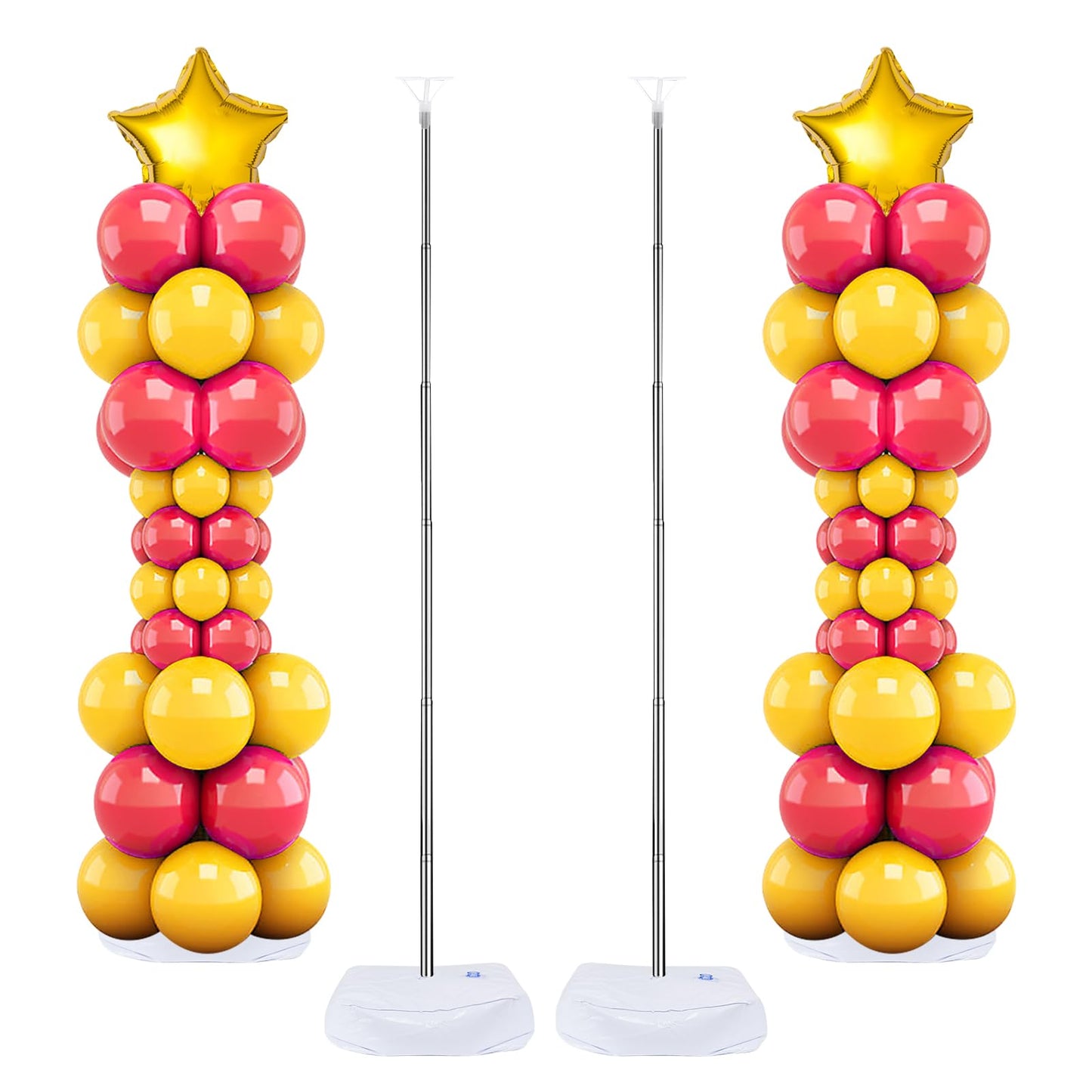 Balloon Column Stand Set of 2, 6.6ft Balloon Arch Stand Adjustable Balloon Column kit with Base Telescopic for Baby Shower Wedding Birthday Graduation Party Decorations (2)