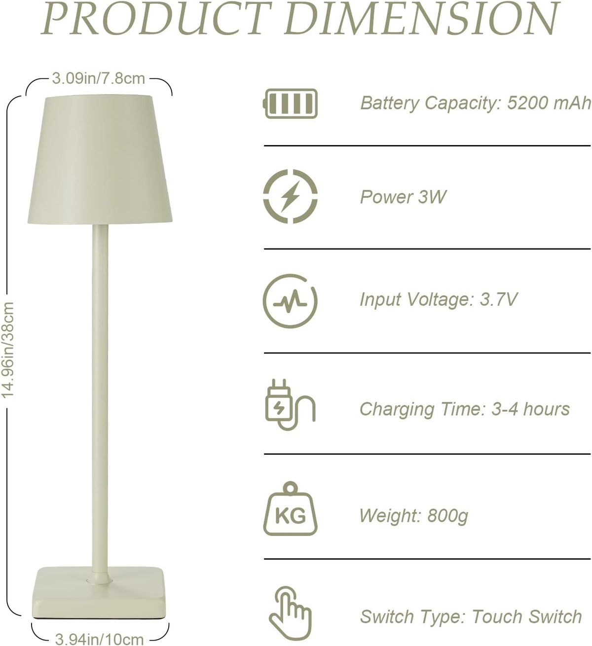 HASUN 2 Pack Cordless Table Lamp, Portable LED Desk Lamp, 5200mAh Battery Operated Lights, 3 Color Stepless Dimming Up, Night Light for Bedroom/Date/Bars/Cafe/Camping (Cream 2Pack)