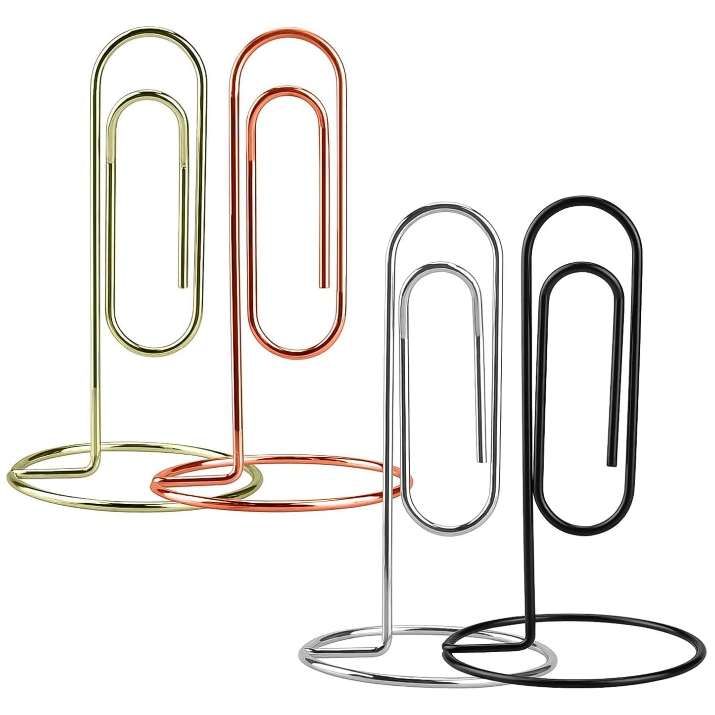 5.2 Inch Desktop Memo Holder, 4 Pack Jumbo Metal Desk Paper Clip Organizer for Office Table, Place Card, Bills, Photos, Table Numbers, Multi-Purpose Document Stand Accessory