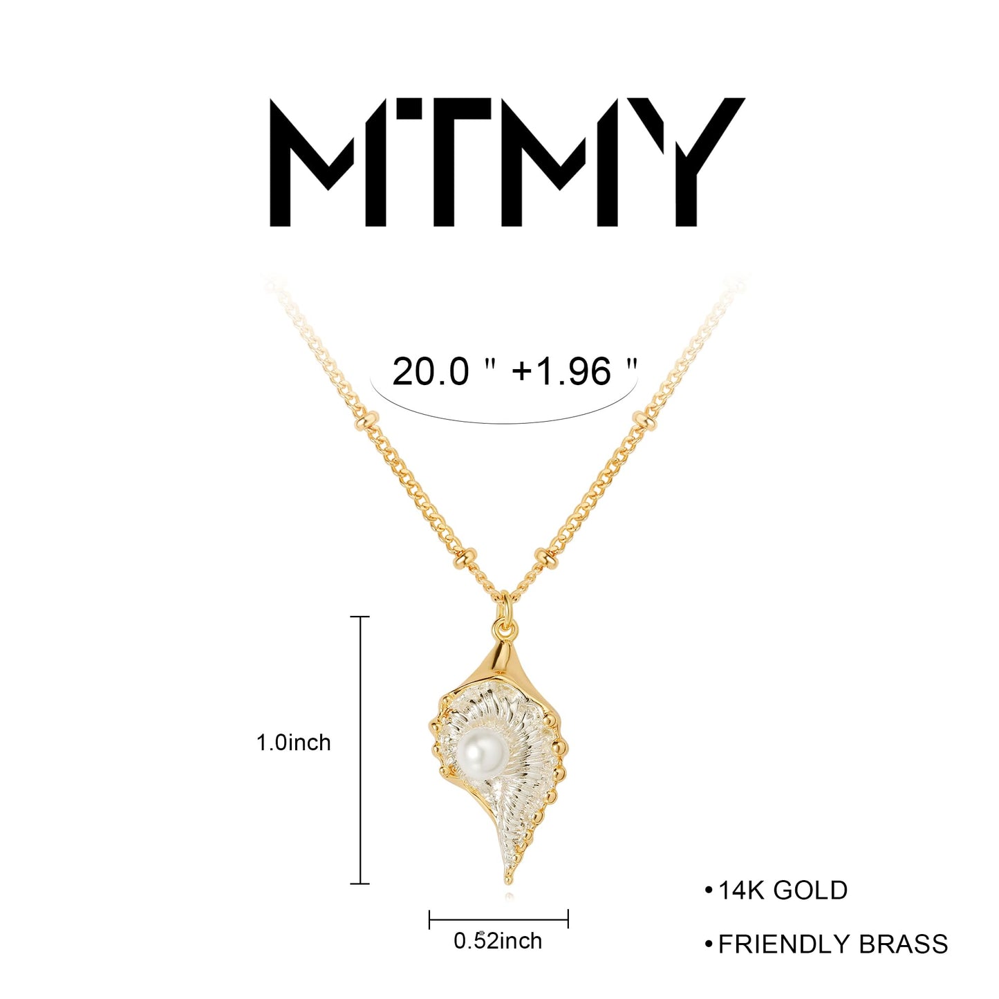 MTMY Gold Starfish Necklace 14K Gold Plated Shell Conch Ocean Pendant Necklace for Women Beach Summer Jewelry(Conch)