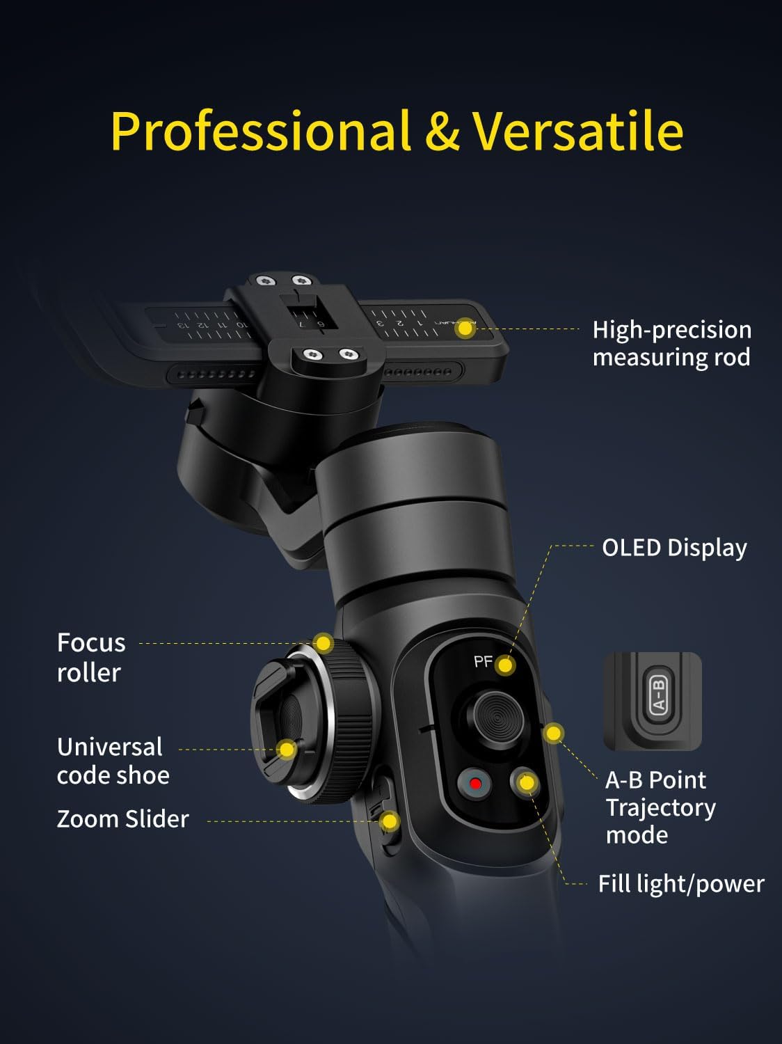 Gimbal Stabilizer for Smartphone, Phone Gimbal w/8" Extension Rod, Profession 3-Axis Stabilizer w/RGB Magnetic Fill Light for Video Recording, Compatible w/iPhone/Andriod-Smart S2 Kit