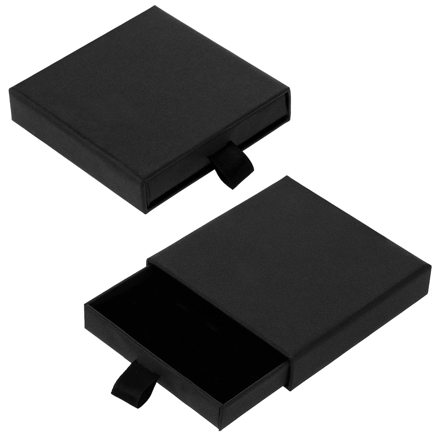 Piriuuo 2 Pack Square Jewelry Gift Boxes Cardboard Jewelry Box with Lids Necklace Boxes for Jewelry Gift Small Gift Boxes Pendant Storage Case for Bracelets Necklaces Earrings Ring Jewelry Gift(Black)