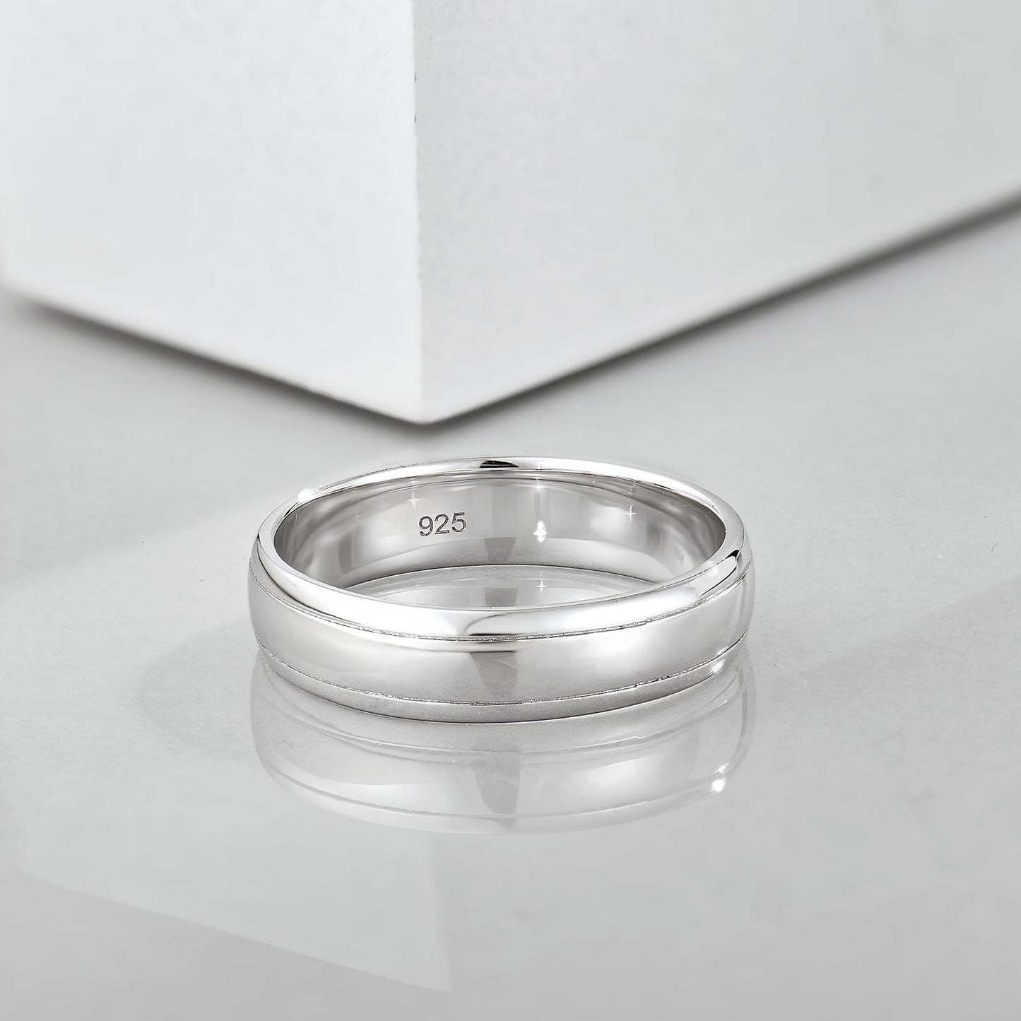 STARCHENIE 5mm Wedding Band Ring, 925 Sterling Silver Comfort Fit, Sizes 9