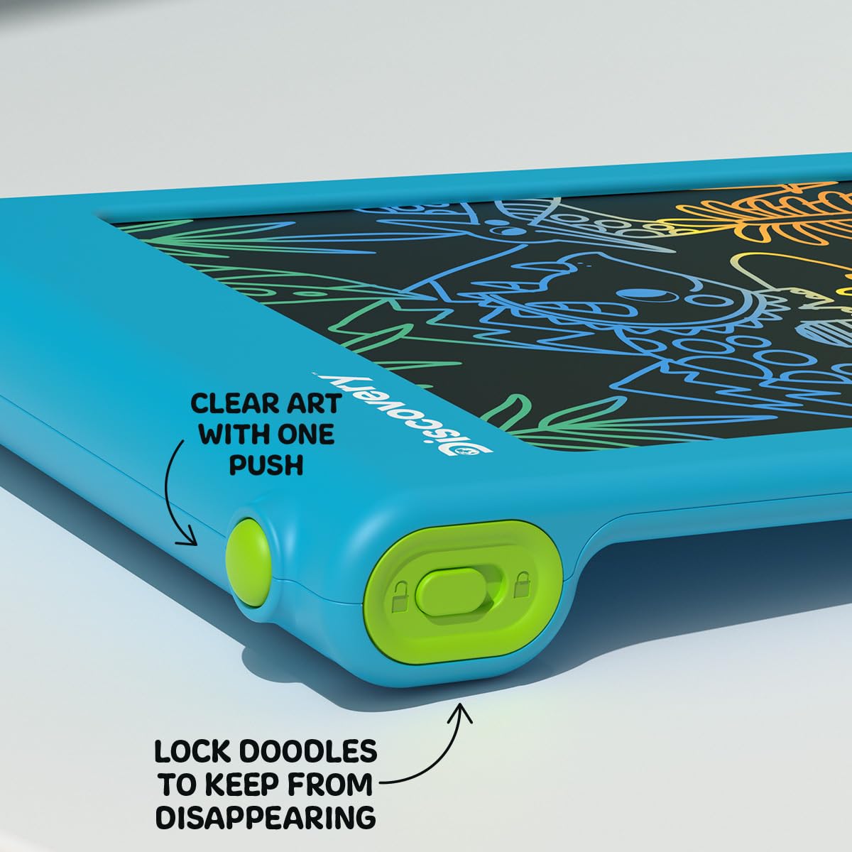 Discovery™ Bright Doodles LCD Art Tablet - Mess-Free Colorful Drawing Pad & Tethered Stylus| Widescreen Display| LCD Writing Tablet for Kids| Arts & Crafts Toy| Toddler Learning Toy| Doodle Board Gift