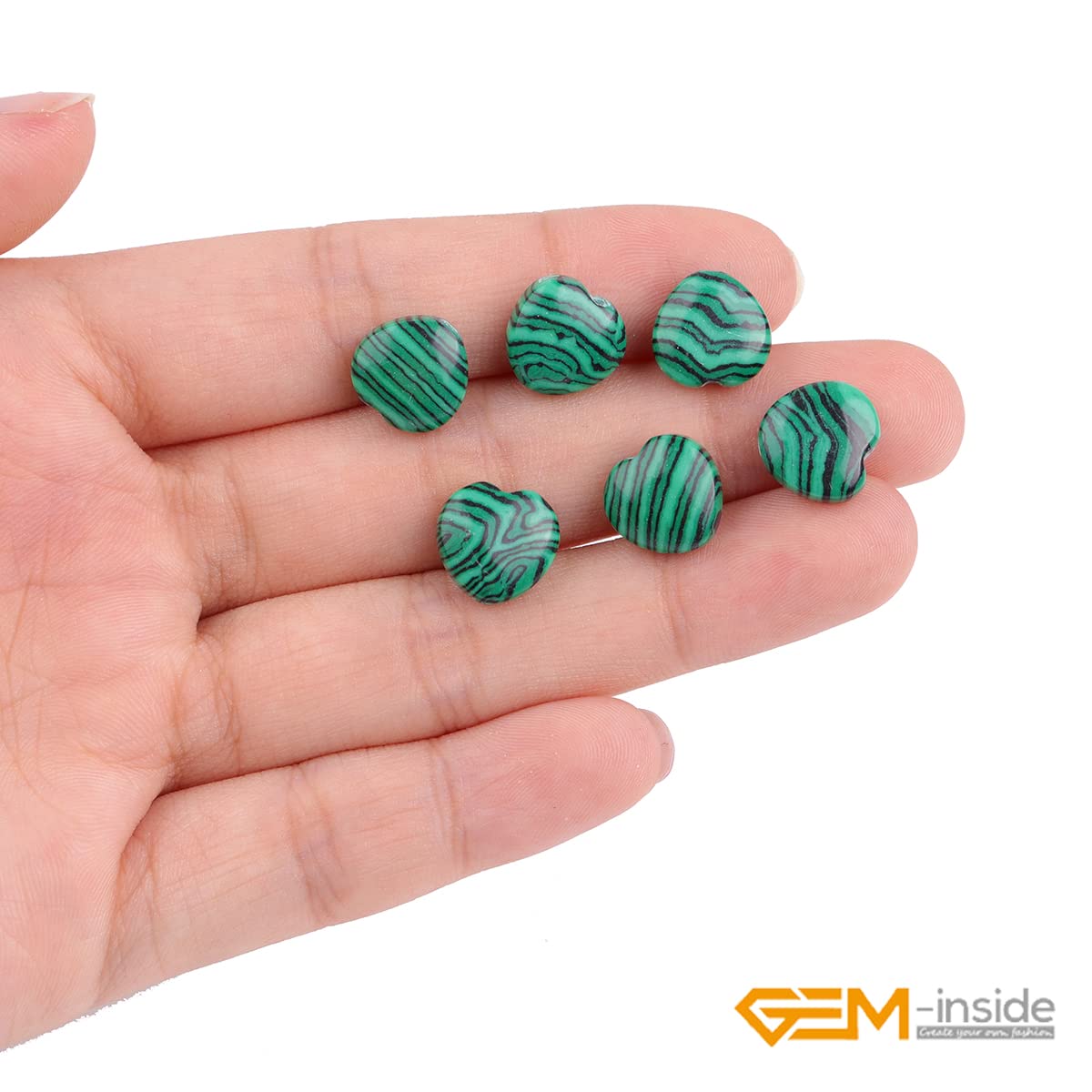 GEM-Inside 10mm Heart Charms Green Fake Malachite Beads for Jewelry Making Full 15" Strand Power Energy Healing Chakra Stone Beads