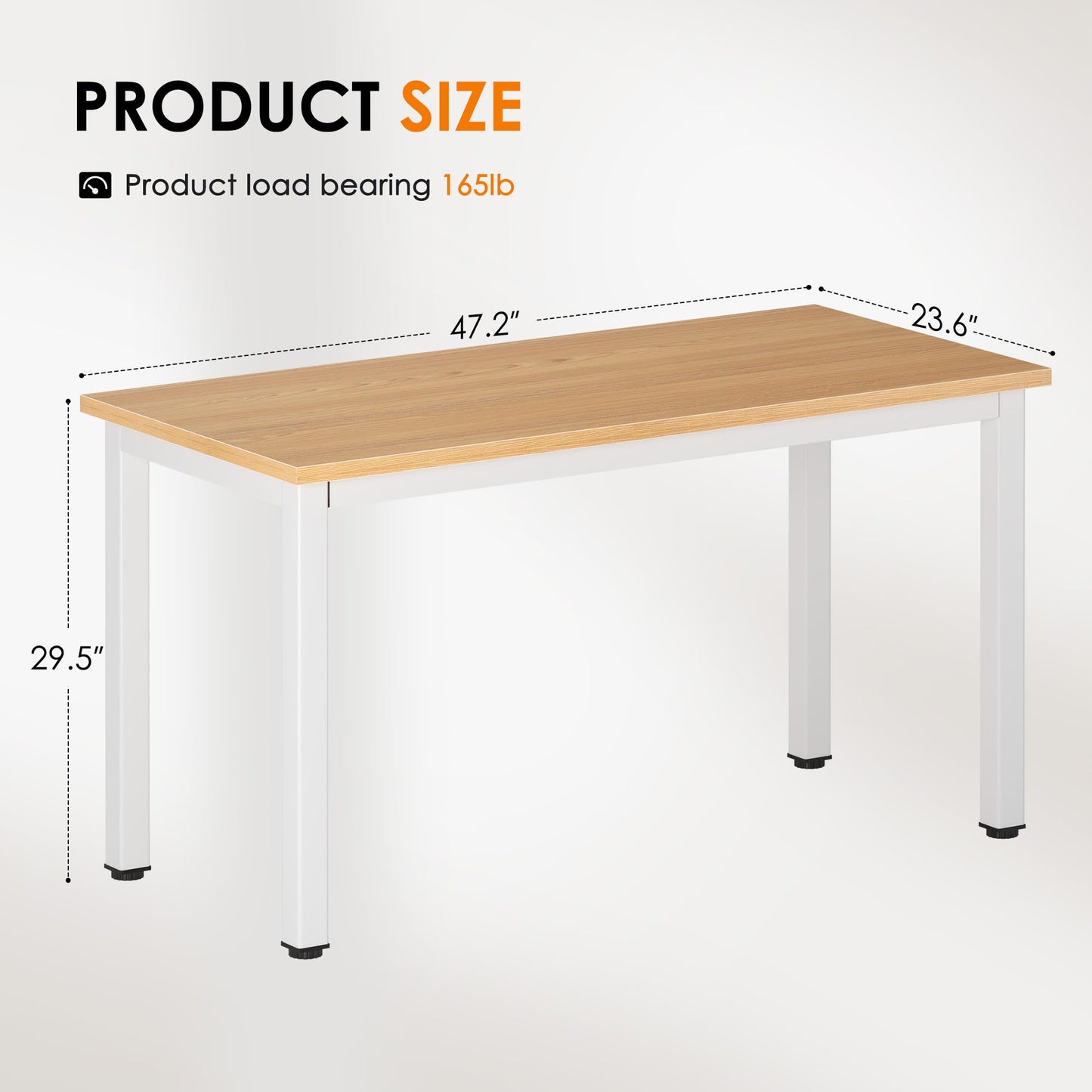 DlandHome 47 inches Medium Computer Desk, Composite Wood Board, Decent and Steady Home Office Desk/Workstation/Table, BS1-120TW Teak and White Legs, 1 Pack