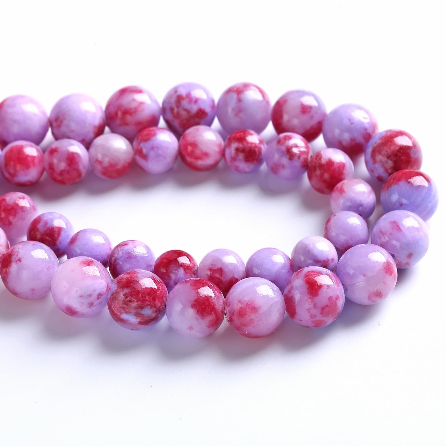 8MM 46PCS Purple Red Persian Jade Spacer Loose Beads for Jewelry Making DIY Bracelet Necklace