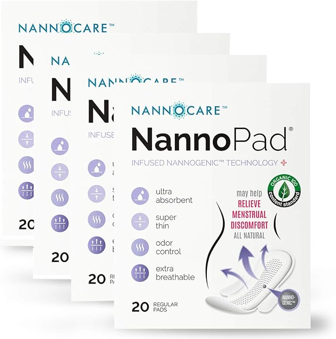 Regular Sanitary Pads with Wings - Certified Organic Cotton - Reduces Discomfort - 20 Pads (4 Pack)