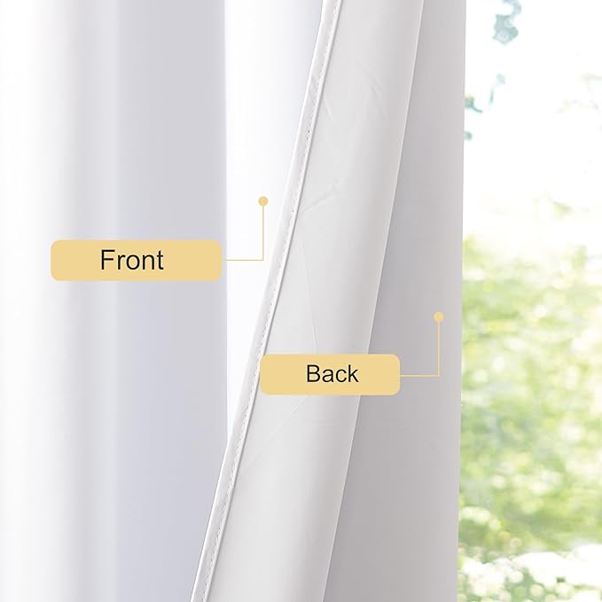 NICETOWN 100% Blackout Window Curtain Panels 68 inch Length for Bedroom, Set of 2, Snow White, 42 inches Wide, Thermal Insulated Drapes