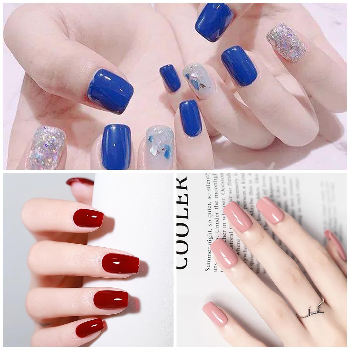 SILPECWEE 20 Sheets Nail Wraps for Women Solid Color Nail Polish Stickers Adhesive Nail Polish Strips for Women Gel Nail Strips Stick On Nails Fingernail Manicure Design with Nail File