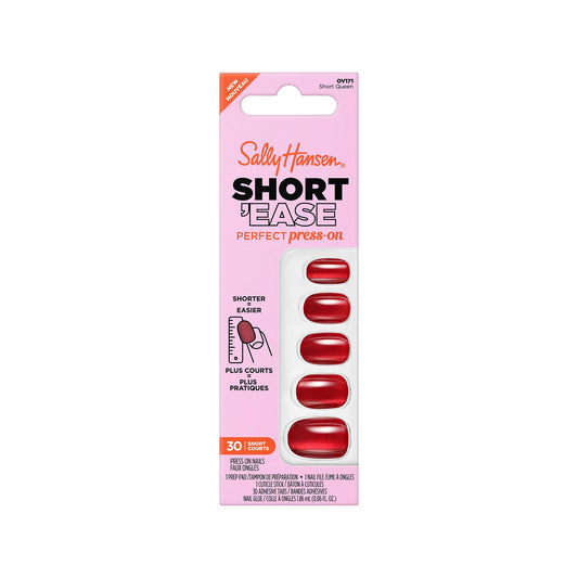 Sally Hansen Salon Effects Perfect Press-On Short'Ease Nails | Oval Shape | Easy to Apply, Non-Damaging, Natural Look Vitamin E & B5 | 30 Nails, Nail Glue, Adhesive Tabs, File| Short Queen