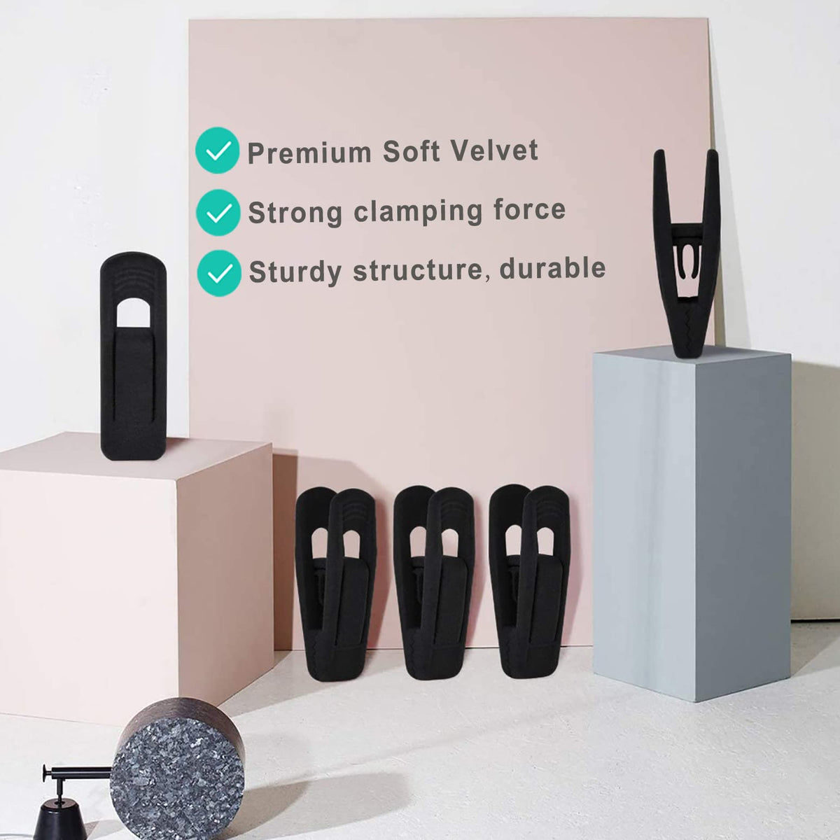 Black Velvet Hangers Clips 20 PCS (20 Count)