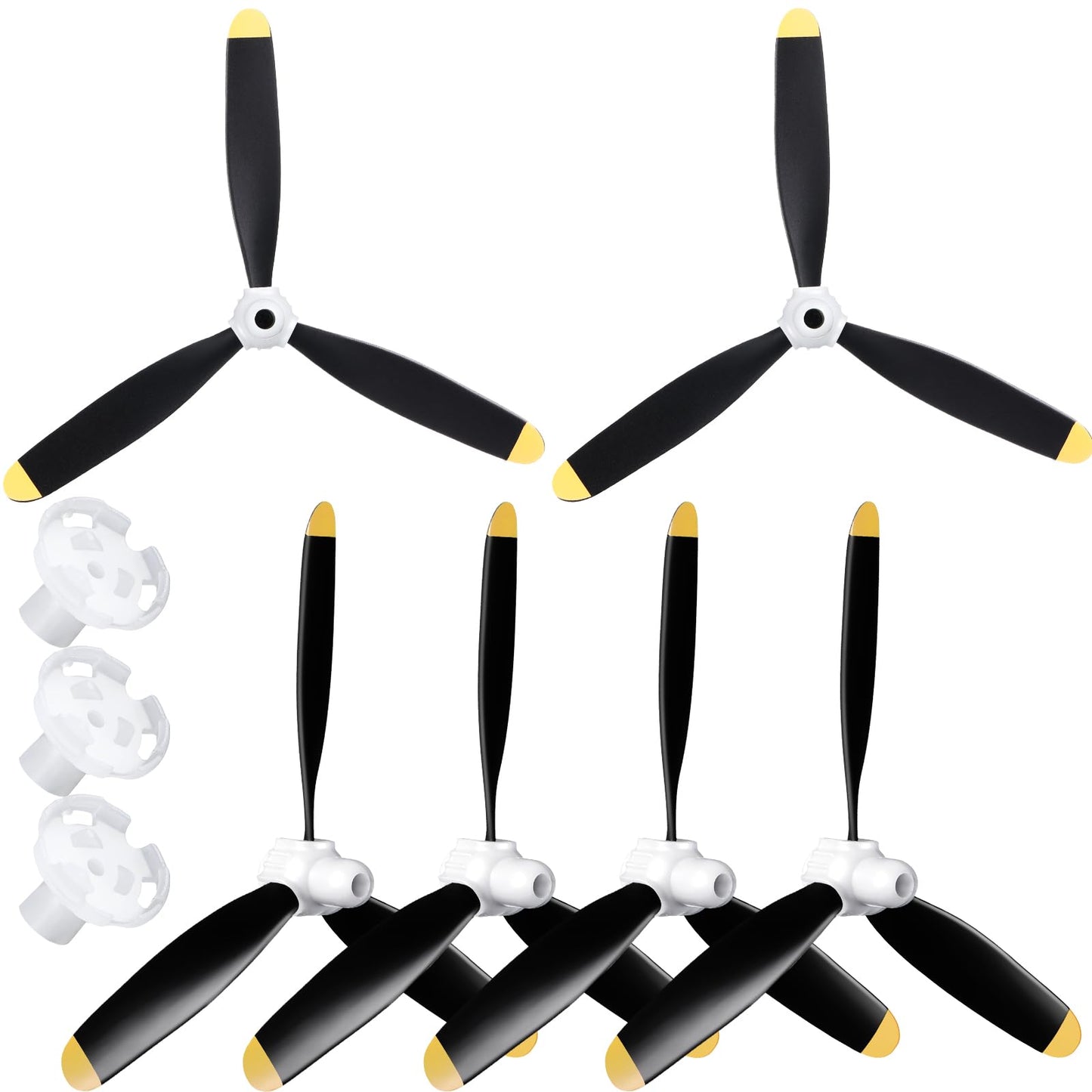 Outus 6 Sets Plane Propeller 3 Blade Compatible with F4u Rc 761-8 761-9 761-16 T28 P47 Fighter Remote Control Plane Radio Controlled Aircraft with Propeller Adapters(400mm)