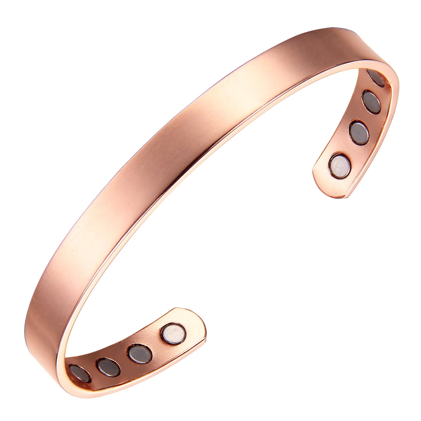 Earth Therapy Pure Copper Shiny Minimalist Bracelet – Adustable Unisex Sport Band with Ultra Strength Magnets