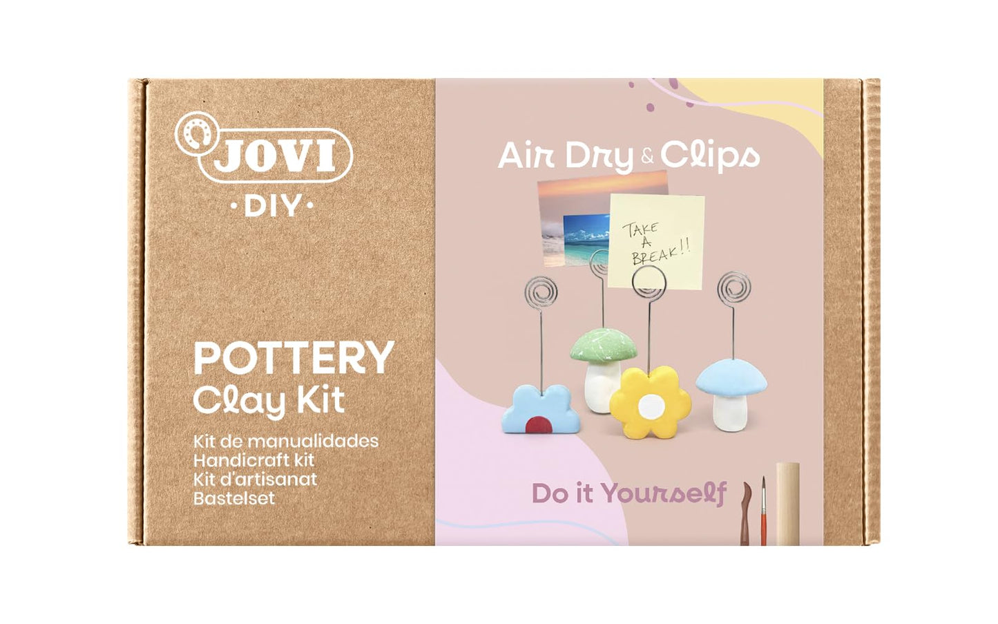 Jovi - DIY Air Dry Clay Kit for Adults - Pottery Starter Set with Clips, Paints, Tools and Step-by-Step Video Tutorial