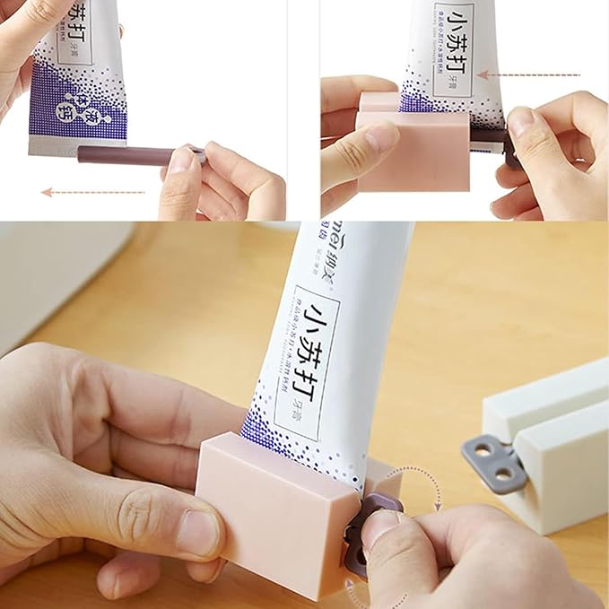 Toothpaste Squeezer Plastic Rolling Tube Toothpaste Dispenser Rotate Toothpaste for Seat Holder Stand Toothpaste Roller Toothpaste Squeezer Tube Roller (Pink)