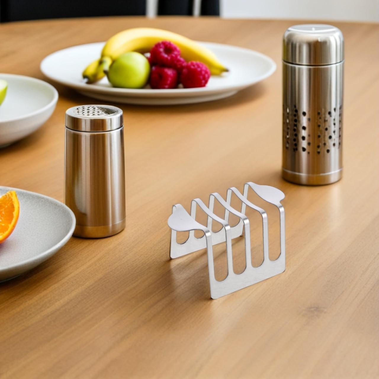 ABOOFAN 4-Slice Stainless Steel Toast Rack Bread Holder Kitchen Countertop Stand with Stable Base for Toast and Sandwich Display