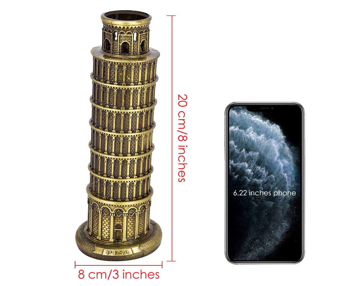 DS. DISTINCTIVE STYLE Metallic Leaning Tower of Pisa Statue Souvenir Figurines Tower Model Kit for Home Decoration, Party