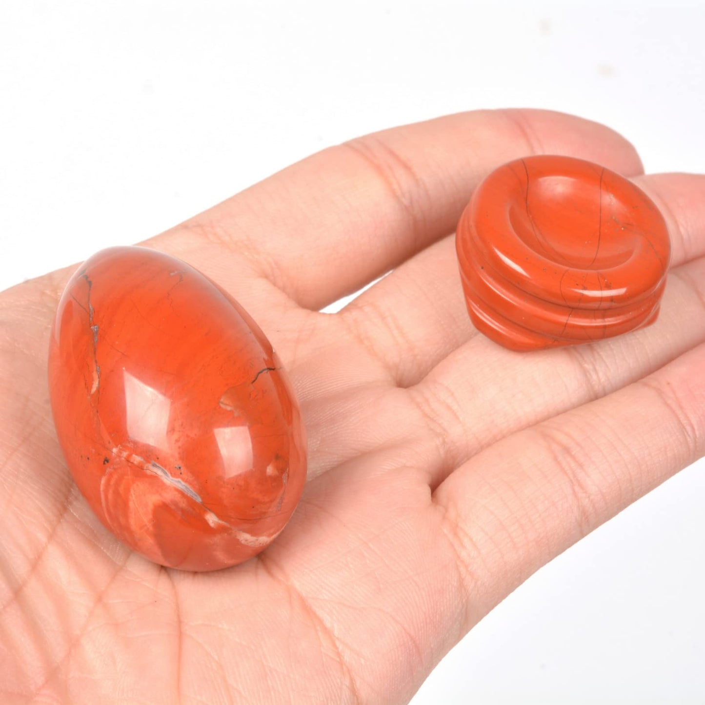 Justinstones Natural Red Jasper Gemstone Egg Crystal Healing Chakra Meditation Home Office Decor Stone with Stone Stand