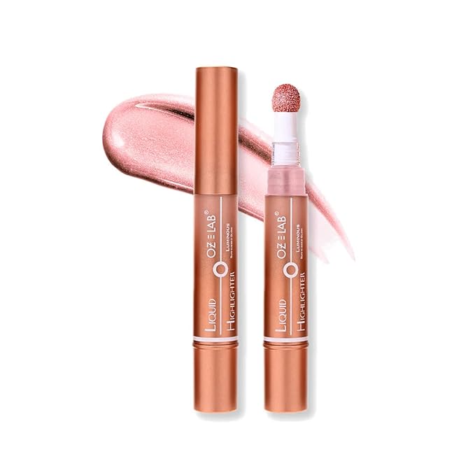 Angelo Glow Liquid Highlighter Wand Rose Gold – Buildable Illuminating Makeup Stick for Face and Body – Radiant Finish, 6ML/0.21FL.OZ，PACK OF 1