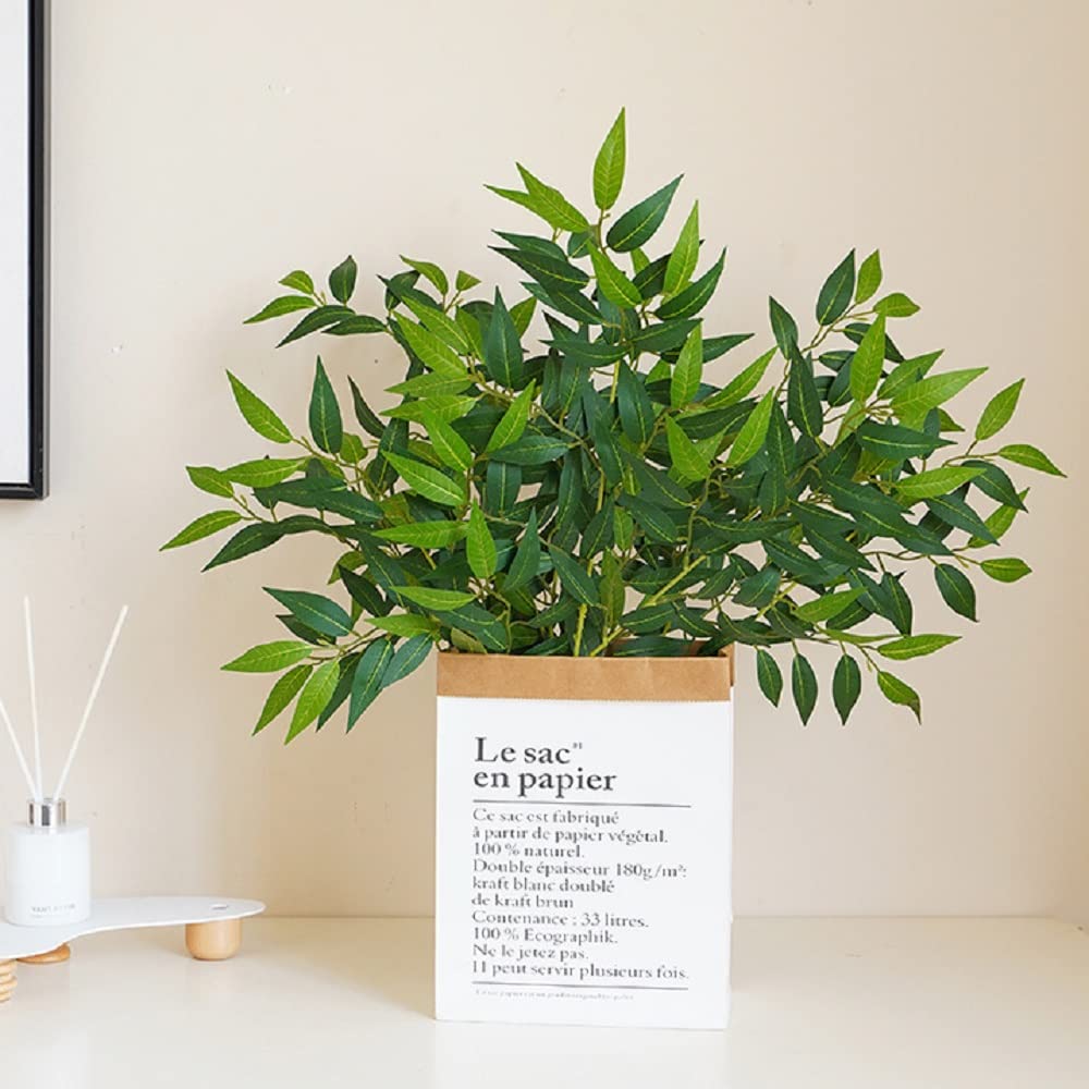 WONICE Artificial Italian Ruscus Greenery Stems, 20 Pack Faux Green Leaf Garland Branches Hanging Greenery Spray for Wedding Bouquet Arch Table Centerpiece Home Decor