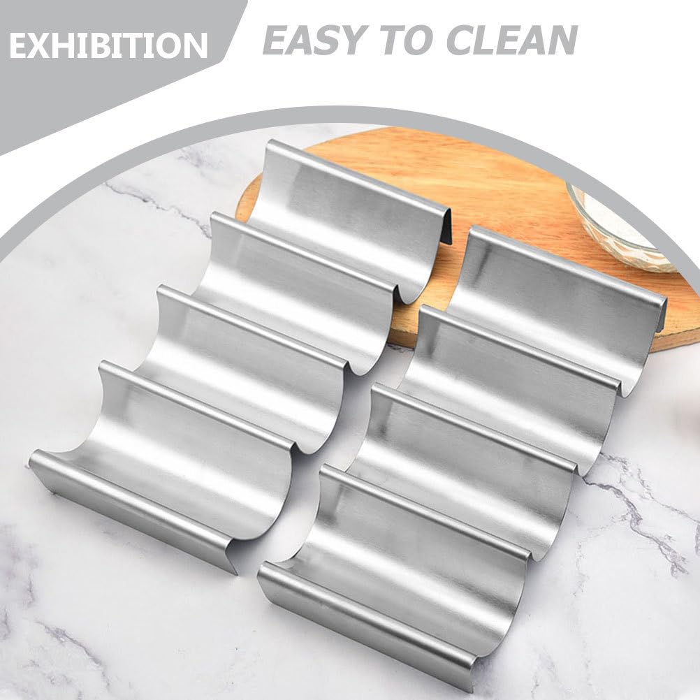 DEARMAMY Stainless Taco Holder Multi-Slot Taco Stand 9.84 Inch Compact Rack for Tacos Pancakes Hot Dogs Serving Home Restaurant Use