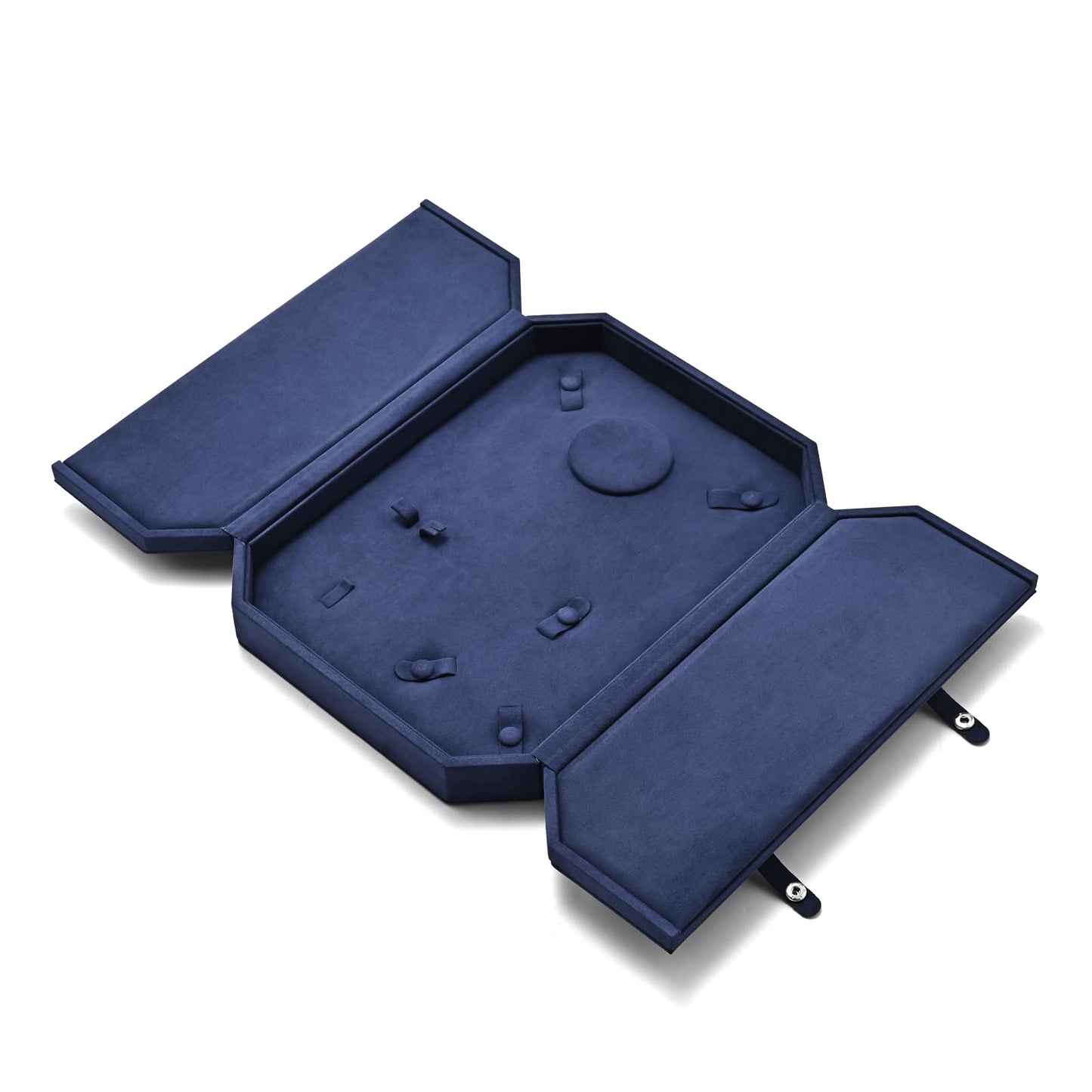 Oirlv Navy Blue Velvet Jewelry Set Storage Box, Luxury Organizer for Necklaces, Bracelets, Rings & Earrings, Elegant Gift Case