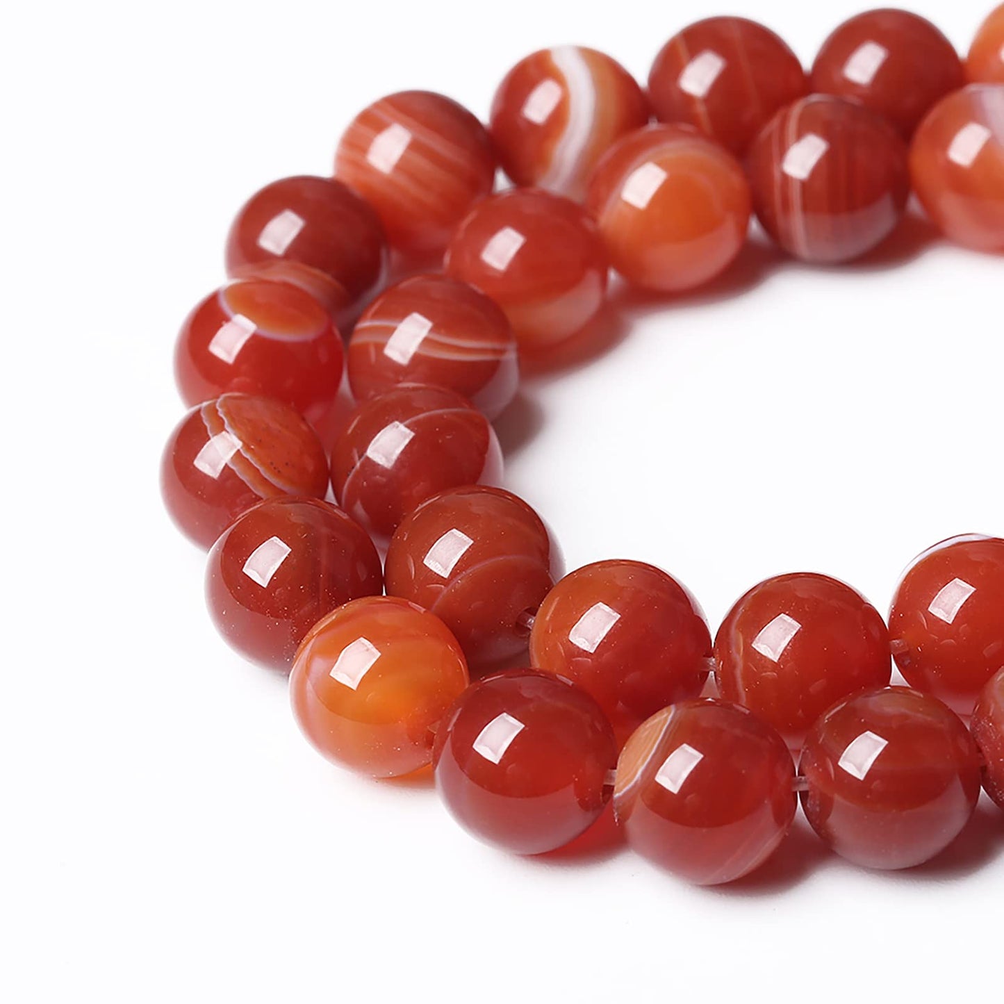 46PCS 8mm Natural Red Striped Agate Beads Round Loose Gemstone Beads for Jewelry Making DIY Bracelet Necklace 15 Inch,Energy Stone Healing Power