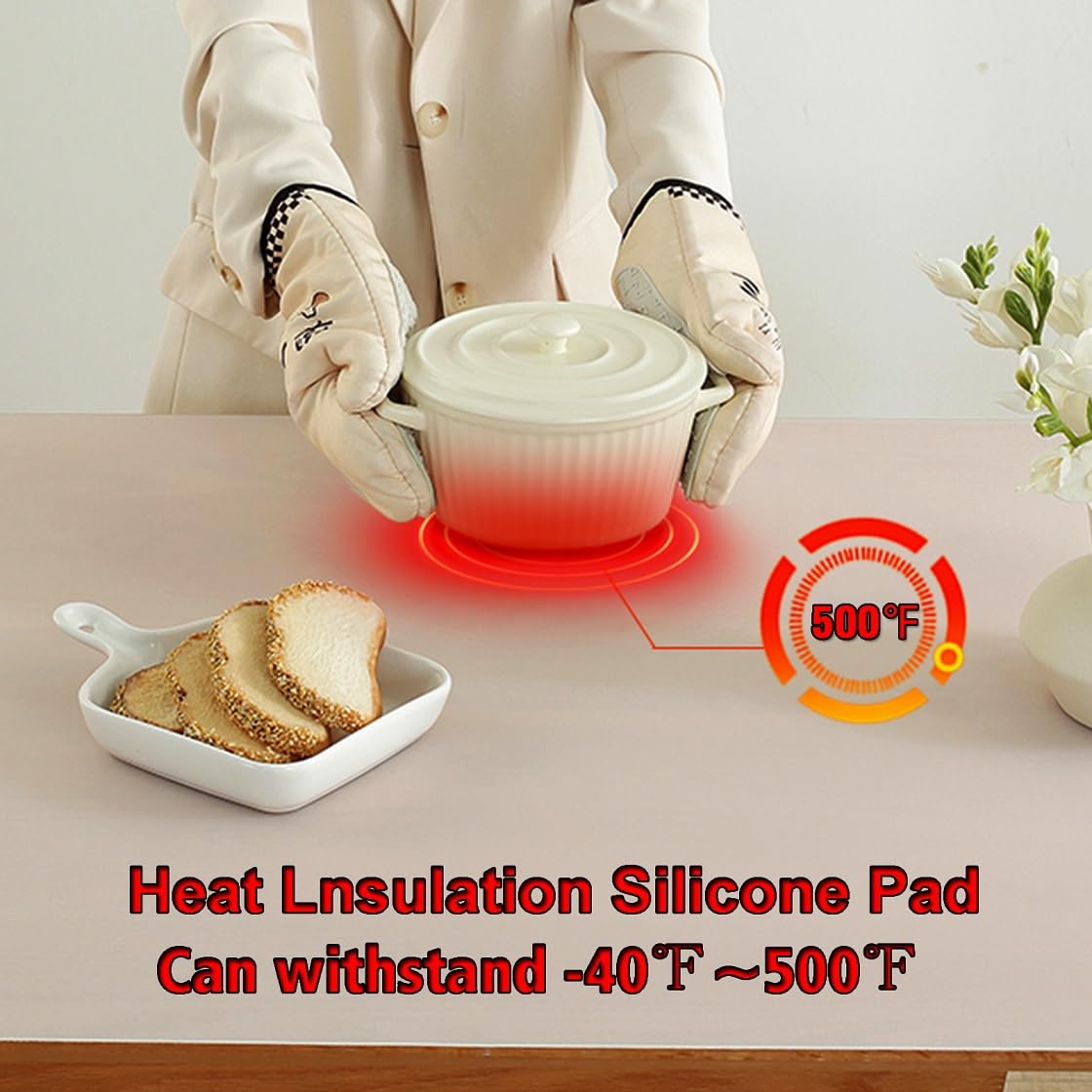 Miidqua Silicone Mat - Non-Stick, Reusable & Heat Resistant Up to 500°F, Fits Resin Crafts, Dishwasher Safe for Baking, Cookies, Pastry (36” x 24”Black)
