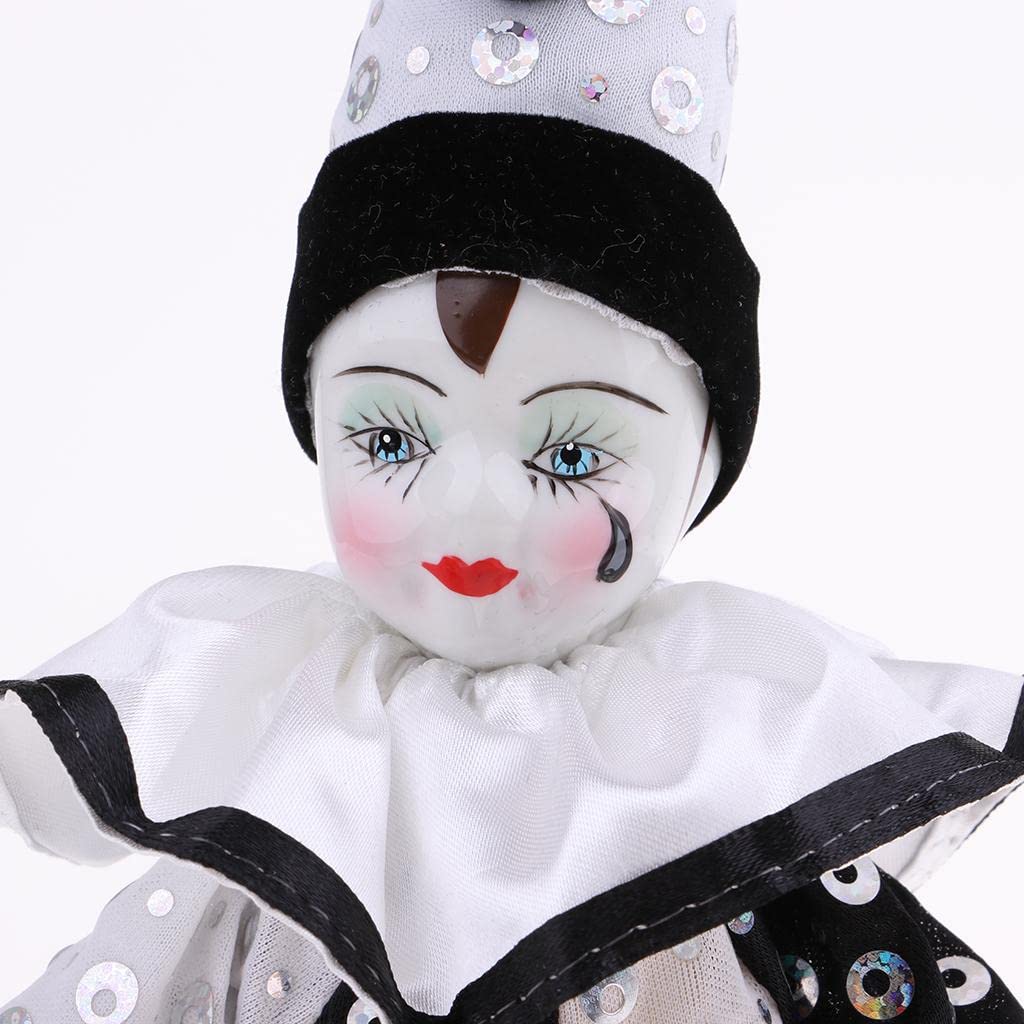 DYNWAVE 9inch Clown Doll - can Sitting & Standing, Hand Painted Harlequin Doll Display Decoration,Valentin Gift