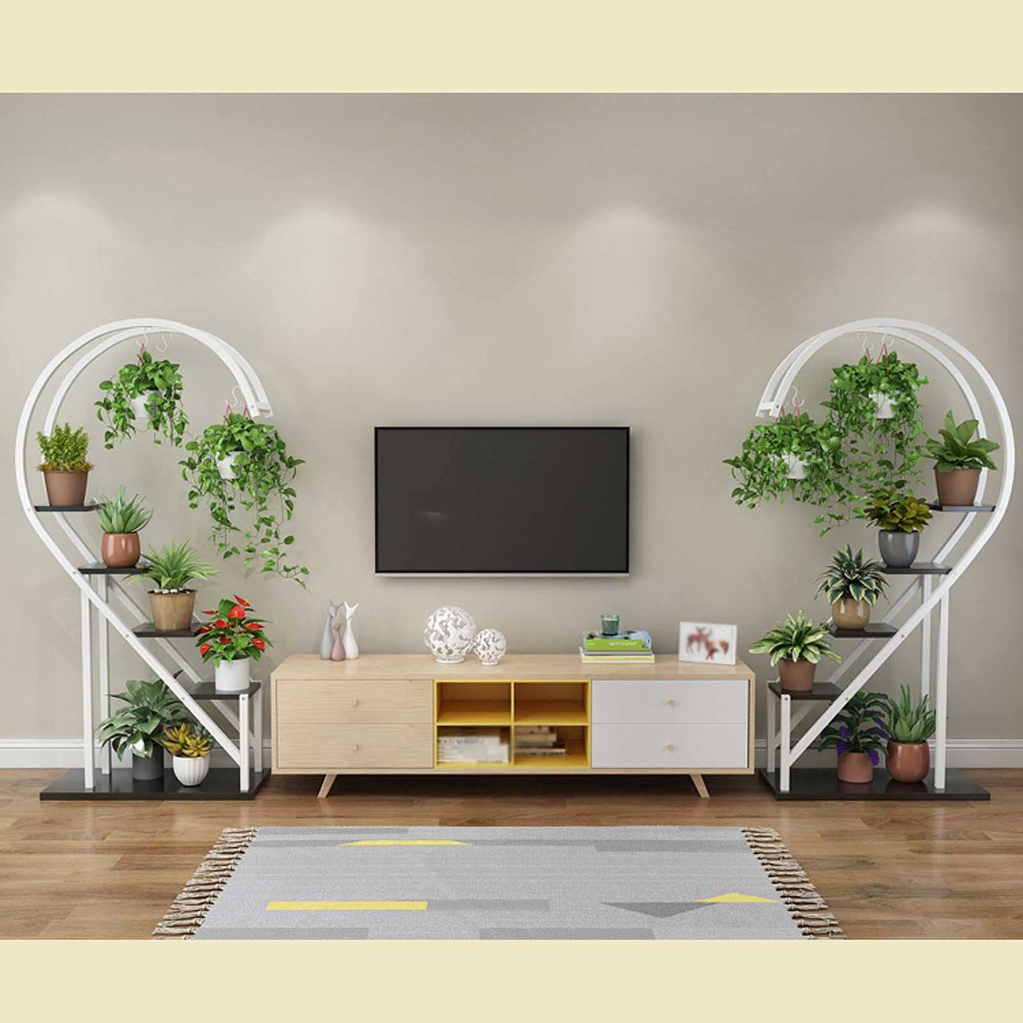 ZHOUYANB 4 Layer Plant Stand Heart-shaped Flower Pot Multifunctional With Hook For Patio Garden Balcony Living Room/a