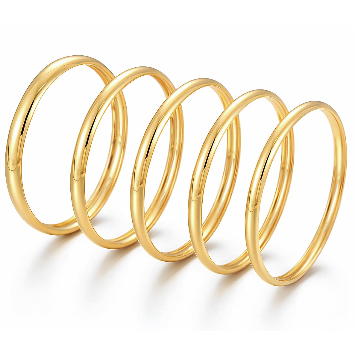 Thin Gold Bangle Bracelets for Women, Dainty 14k Gold Plated Big Stackable Bangles Set, Trendy African Bracelet Stack Fashion Jewelry Gifts (5 Gold african bangles)