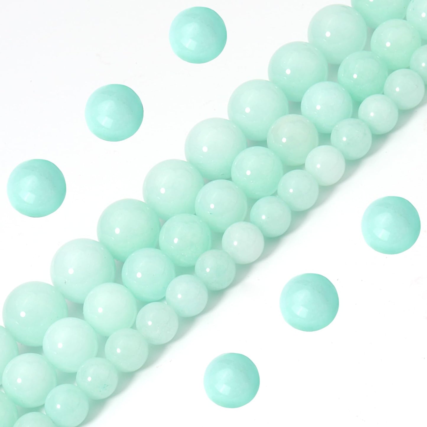 Siomia 45pcs 8mm Natural Amazonite Gemstone Beads Energy Healing Crystal Round Loose Stone Beads for Jewelry Making, DIY Bracelets Necklaces
