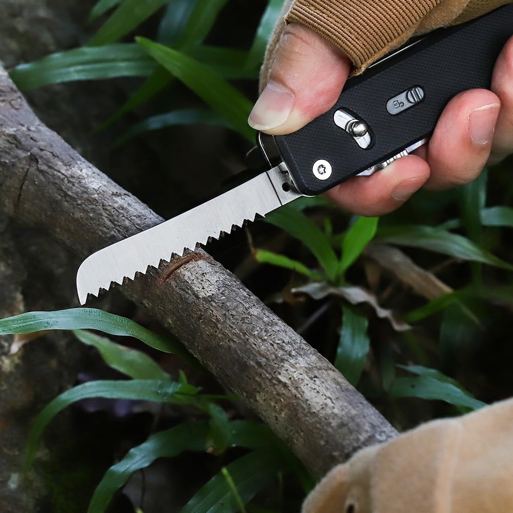 ROXON S503G 9 in 1 Mini Multi Tool EDC Pocket Knife Multitool with G10 Handle,Scissors,Screwdriver,Threader,Awl, Flat Screwdriver,Ruler,Tweezers for Outdoors Fishing Camping,Gifts for Men