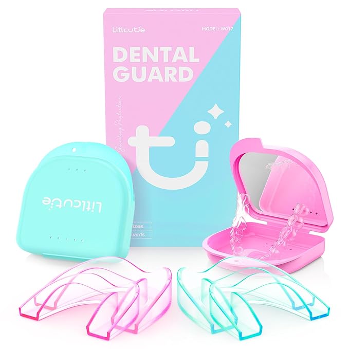 Mouth Guard for Grinding Teeth at Night, 2 Color Night Guards for Teeth Grinding, Reusable Teeth Grinding Mouth Guard for Sleep, Mouthguards for Grinding of Teeth, 4 Pcs/2 Sizes