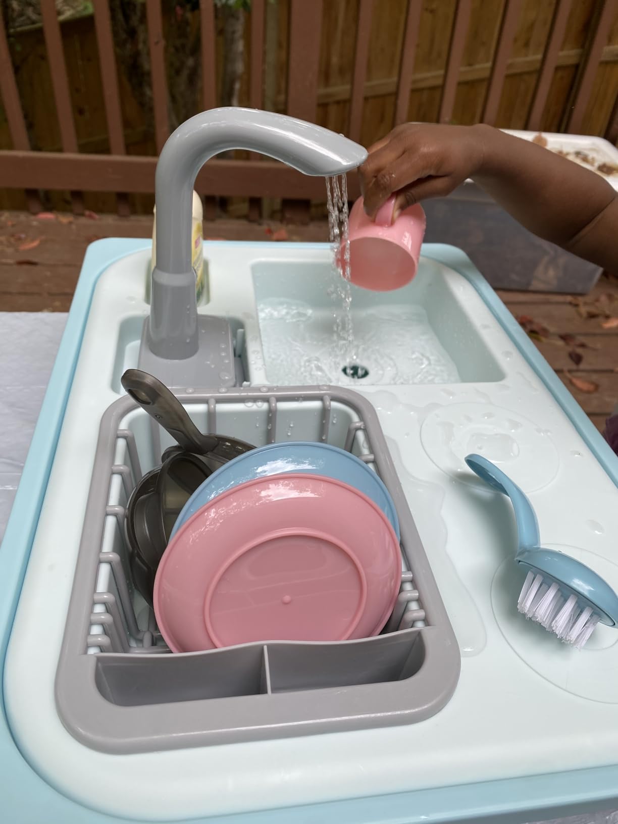 Asweets Color Changing Kitchen Sink Toys, Toddler Sink Toys with Running Water, Pretend Play Toys with Upgraded Faucet, Automatic Water Cycle System (Blue)
