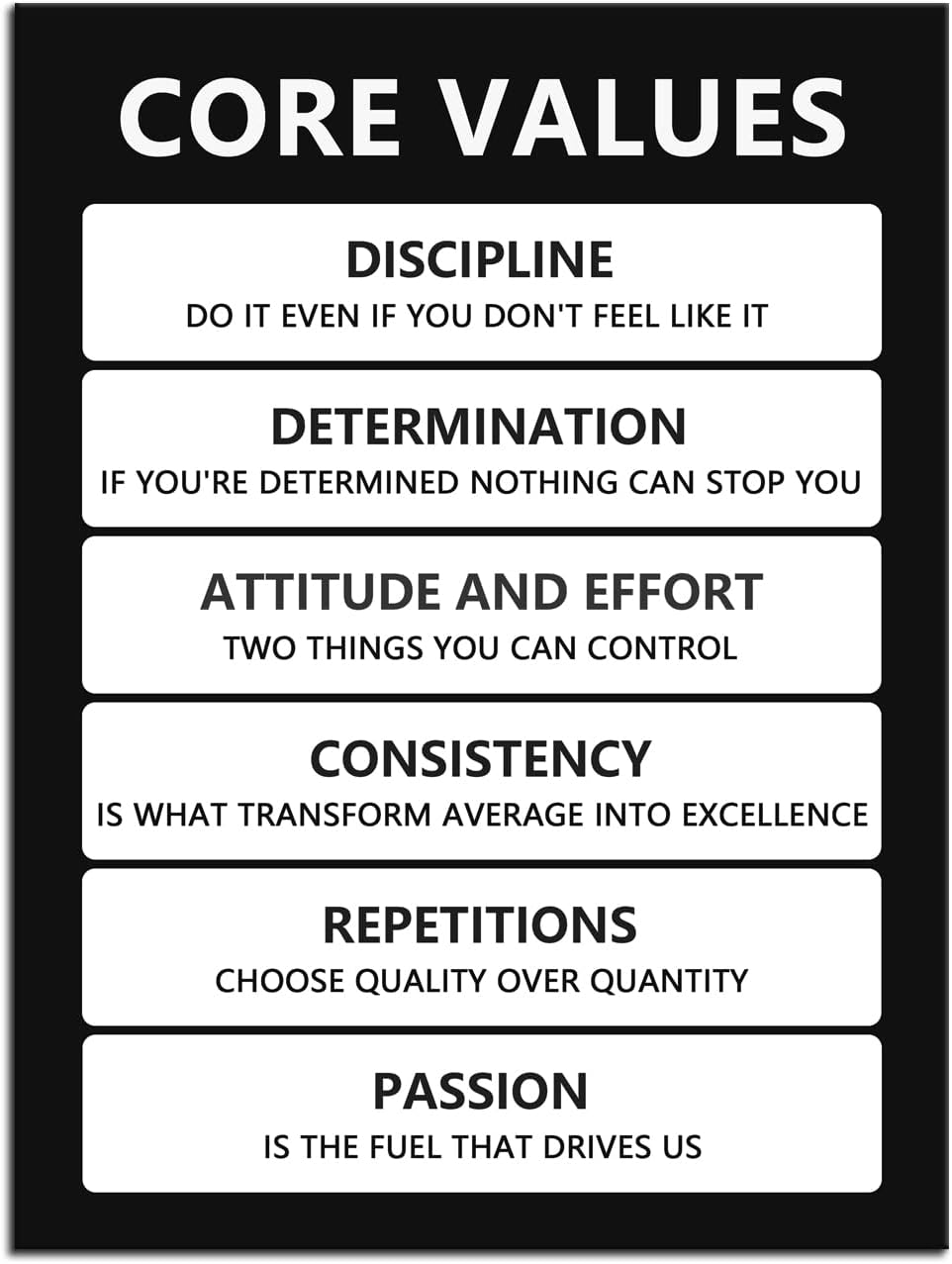 Inspirational Poster Motivational Canvas Core Values Wall Art Inspiring Prints Artwork for Office Living Room Modern Home Decor Painting Pictures Stretched and Framed Ready to Hang [30''Wx 40''H]
