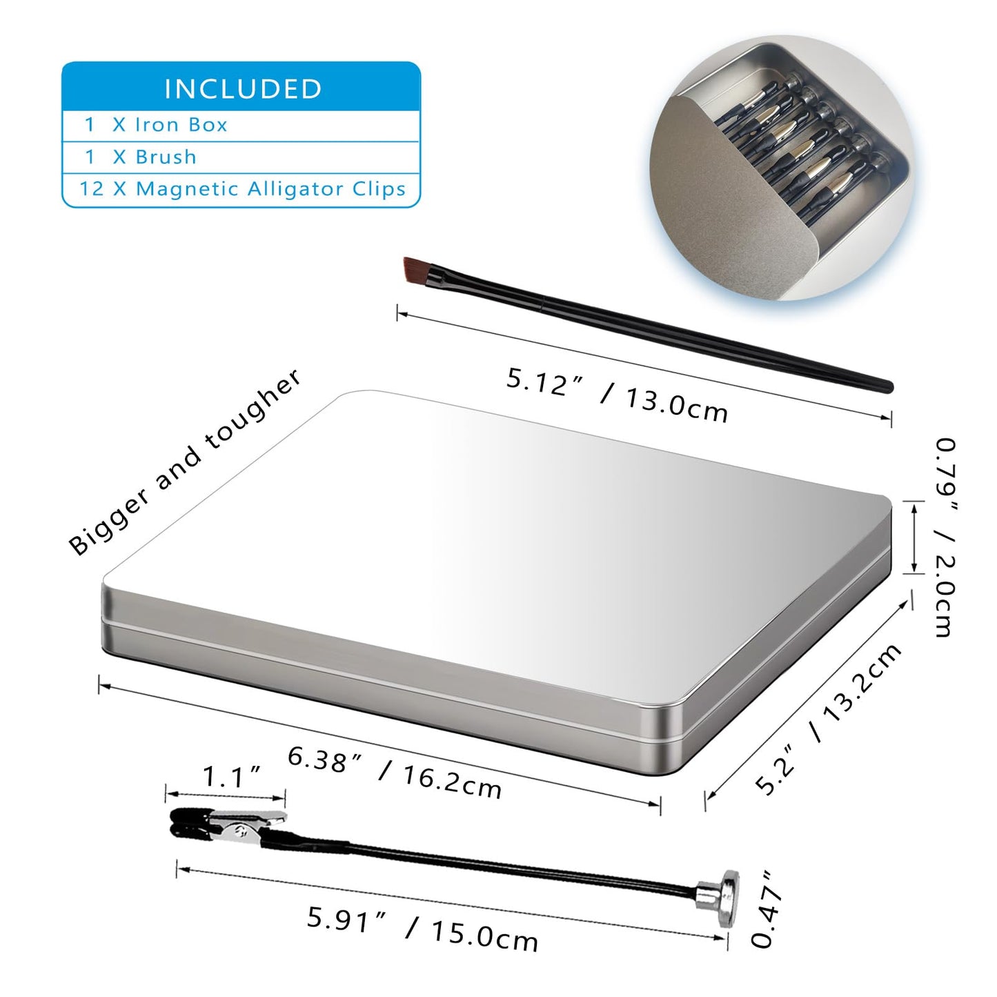 Magnetic Helping Hands for Soldering - All-in-One Station with 12 Flexible Clips, Steel Box & Brush - Ideal for Soldering, Model Painting, PCB Holder (Silver)