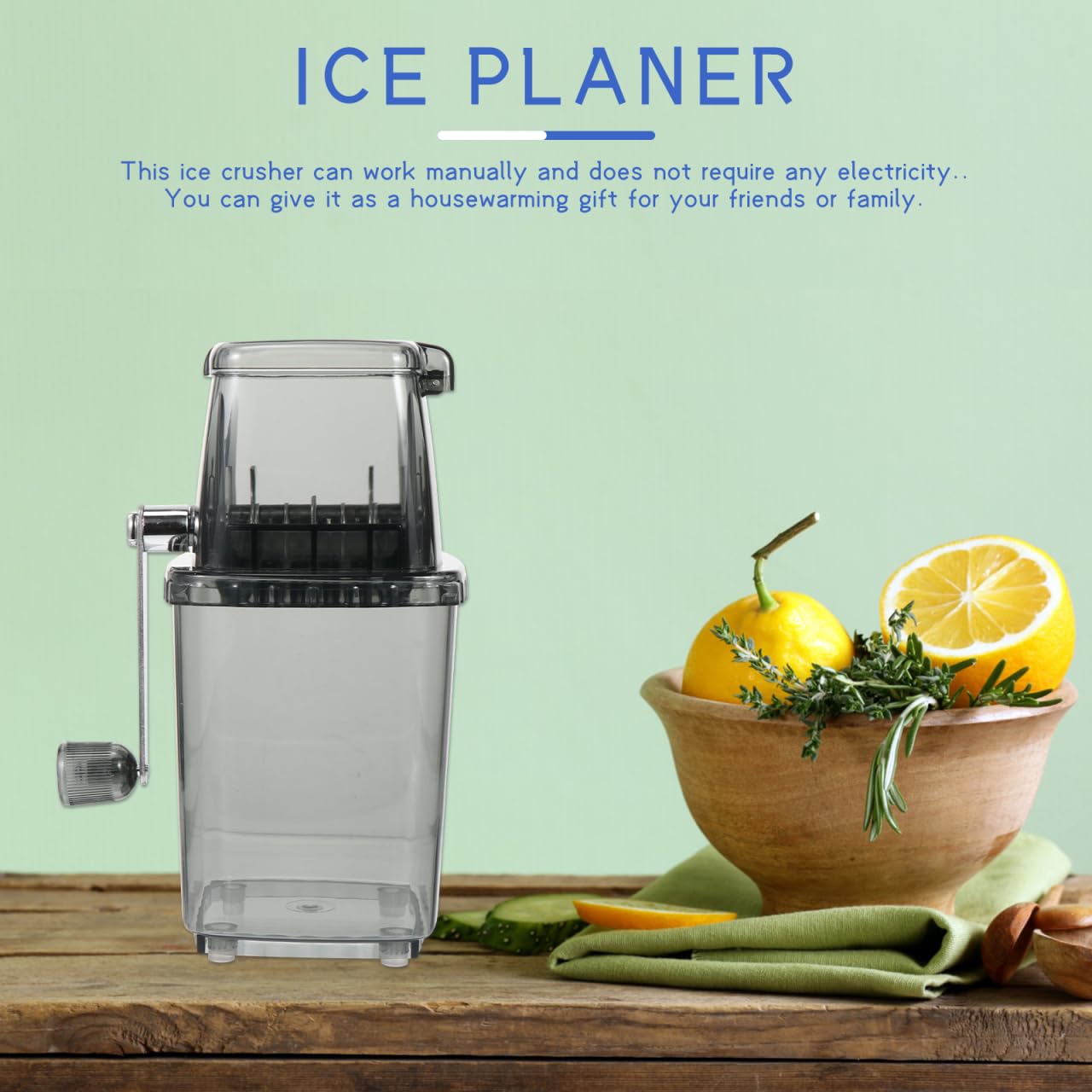 ARTIBETTER Manual Ice Crusher Portable Hand Crank Ice Grinder for Home Kitchen Bar Use - Compact Multifunctional Chopper for Shaved Snow Cones Slush Drinks - Transparent Cover Design