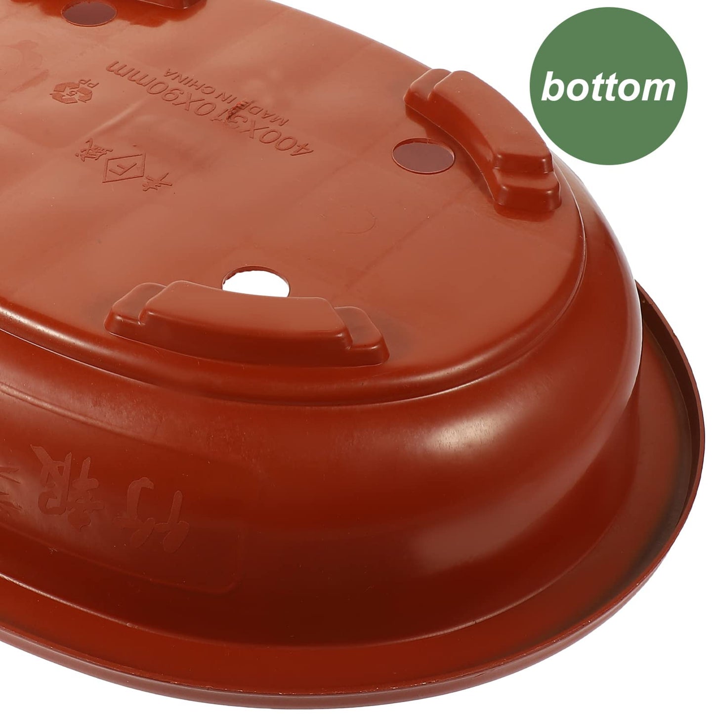 ERINGOGO Bonsai Training Pot with Drip Tray, 15 Plants Growing Plastic Oval Planter Drainage Holes, Large Low Flower for Nursery, Garden, Red, 15in, ADY92SCB3358Z136N