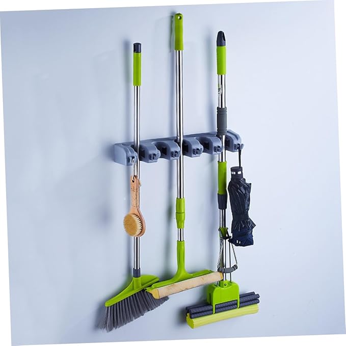 Mobestech 2pcs Slot Hook Wall Mounted Broom Mop Holder Organizer Storage Rack over Door Tool Rack for Home