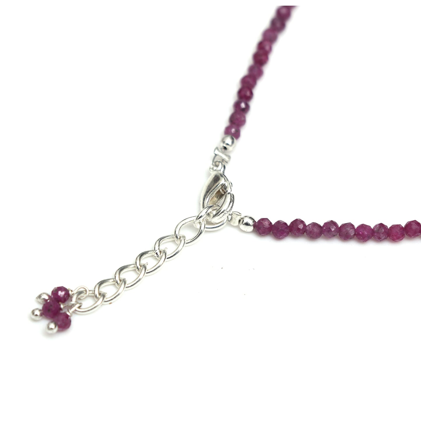 Gempires Handmade Ruby Gemstone Beaded Bracelet for Women | 2.4–2.5 mm Faceted Natural Stone | Adjustable 7+1 Inch Silver Plated Chain | Dainty Minimalist Stacking Jewelry | July Birthstone Gift