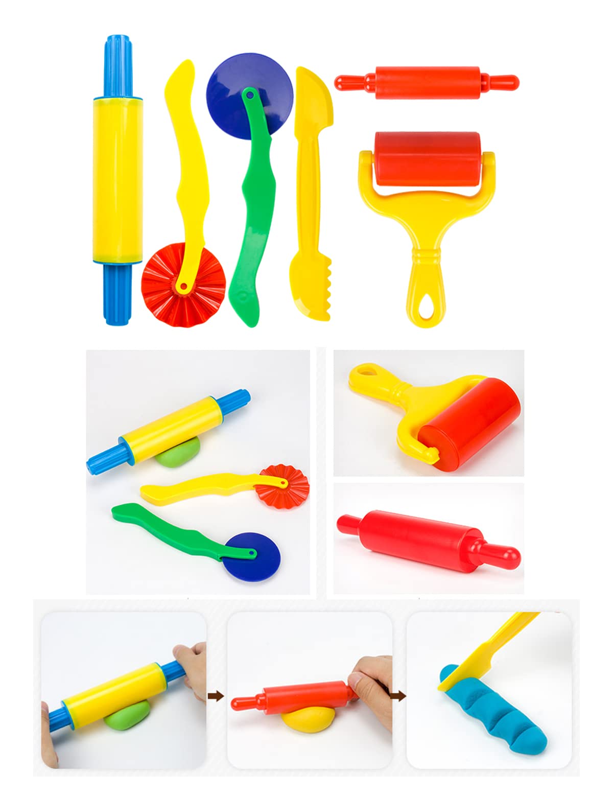 Pecopcock Letter Molds Tools Set for Kids 69Pcs Accessories, Rollers and Cutters, Numeral Various Plastic Animal Molds and Art Clay Tools for Creative Cutting