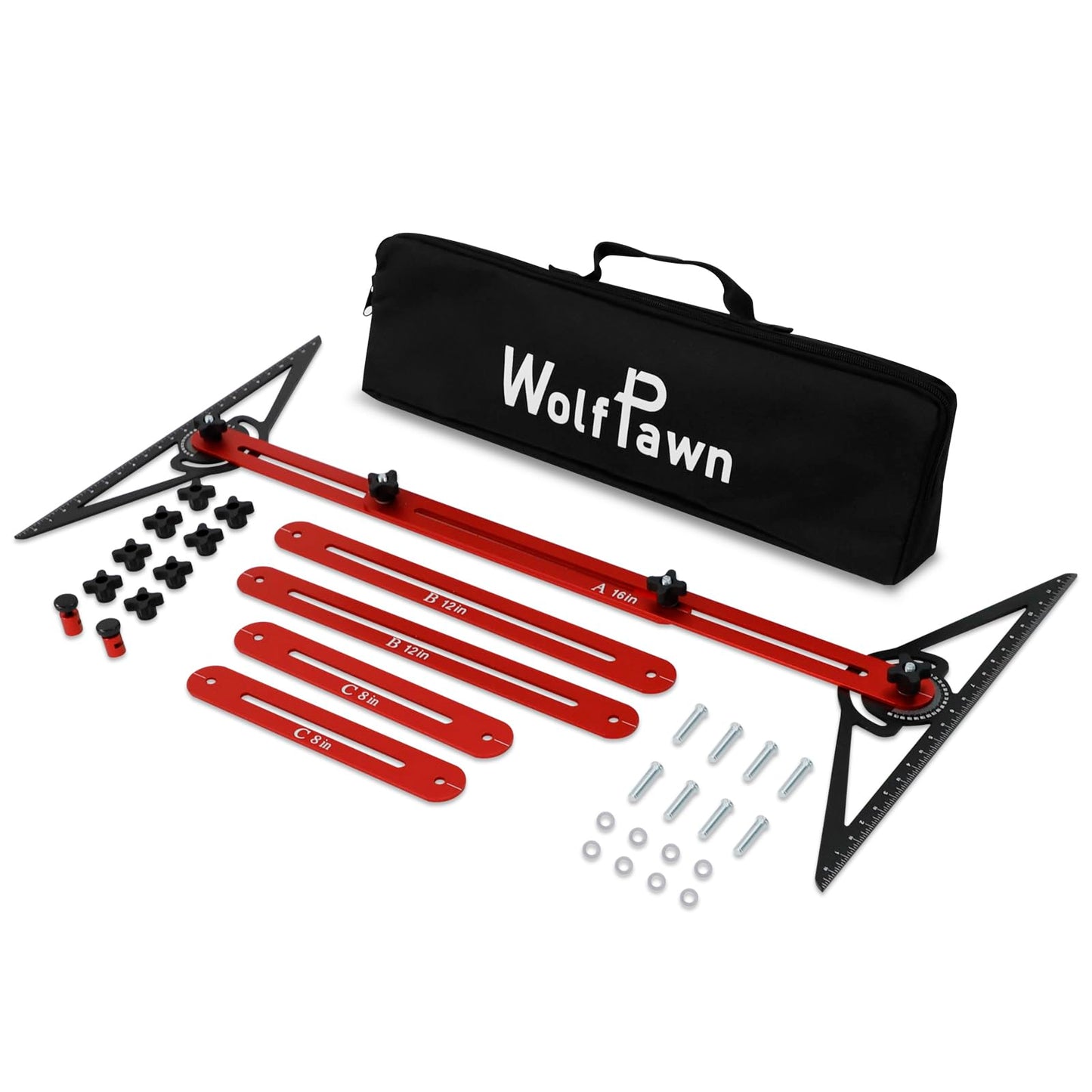 WolfPawn Stair Tread Template Tool,8-72 Inches Aluminum Alloy Stair Measuring Tool,Adjustable Length Stair Tread Tool for Measuring & Scribe,Compatible with Most Layout Projects for Home Wood Working