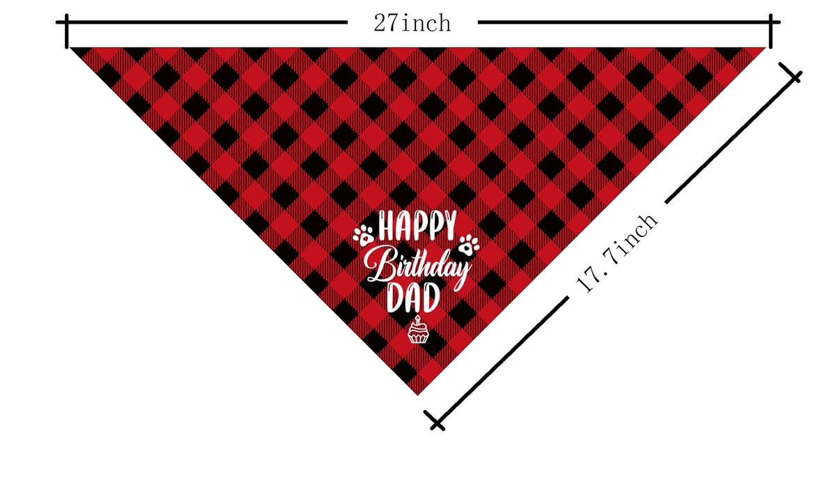 K31 Happy Birthday Dad Dog Bandana - Classical Black Printing, Pet Scarf Accessory Gift for Dad's Birthday Party