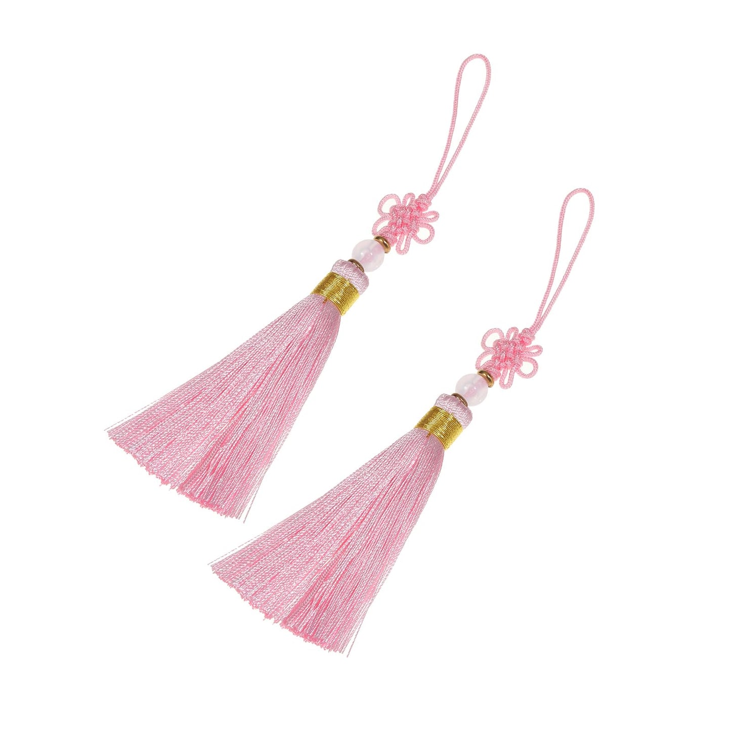 13cm/5 Inch 20pcs Silky Bookmark Tassels with 2-Inch Cord Loop and Knot for Jewelry Making, Souvenir, Bookmarks, DIY Craft Accessory (Pink)