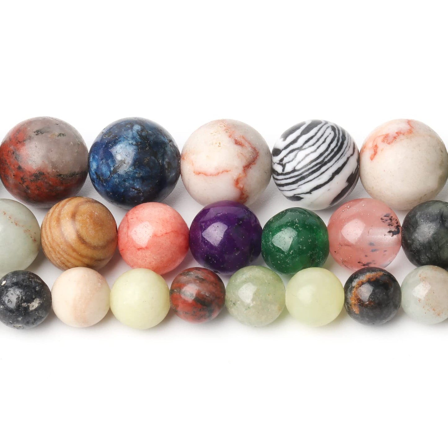 Song Xi Matte Mixed Stone Beads - 8mm Natural Stone Beads for Jewelry Making - 15inch