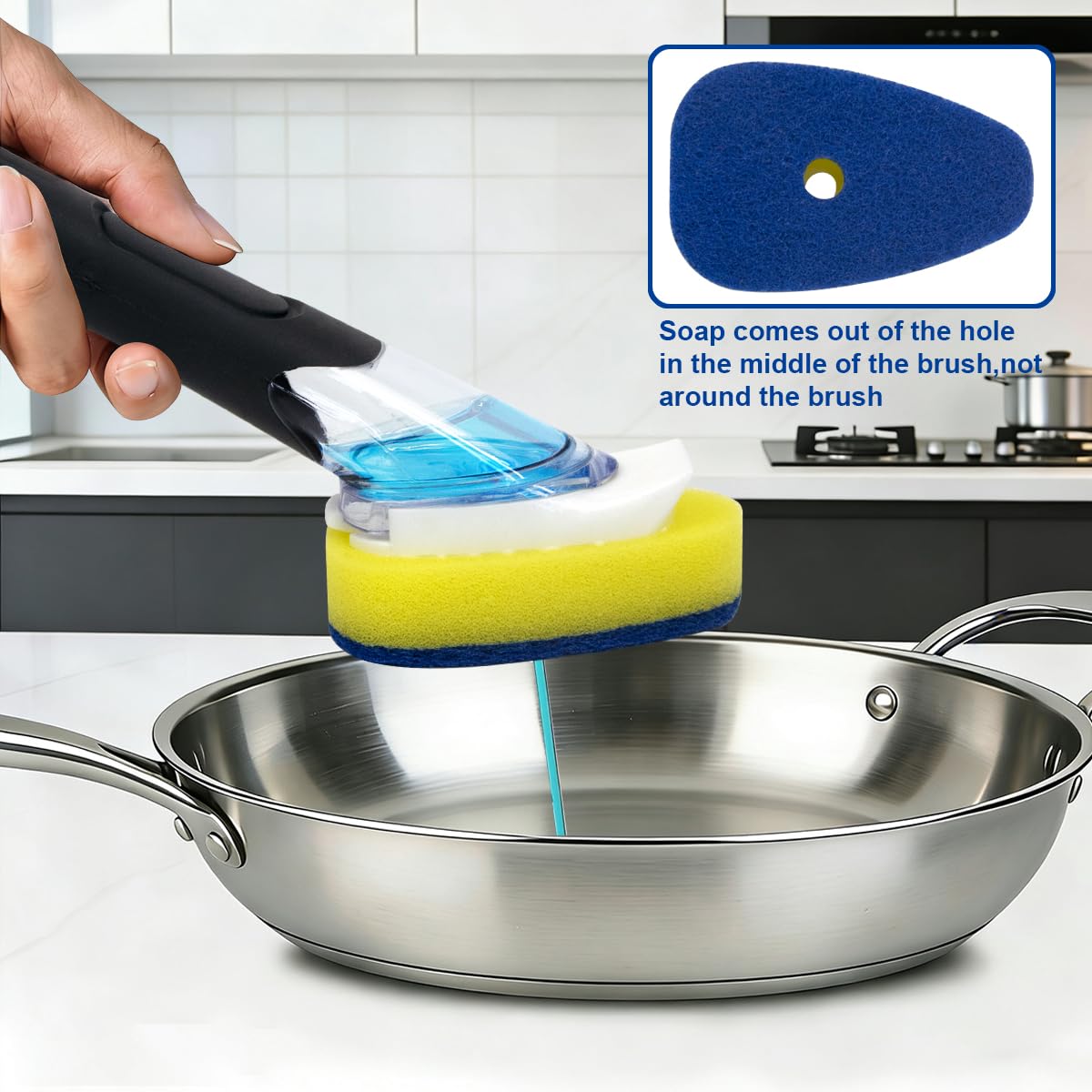 CELOX Dish Wand, Dish Scrubber with Soap Dispenser